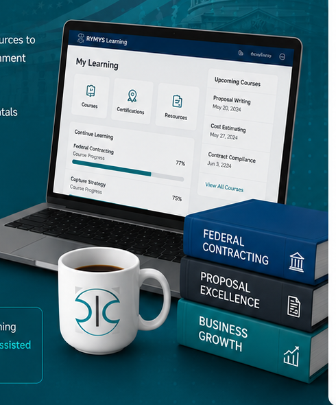 RYMYS Learning course workspace with government contracting resources